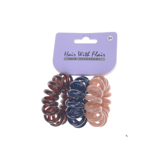 3 Pcs Big Spiral Hair Elastic TPU Telephone Line Hair Tie