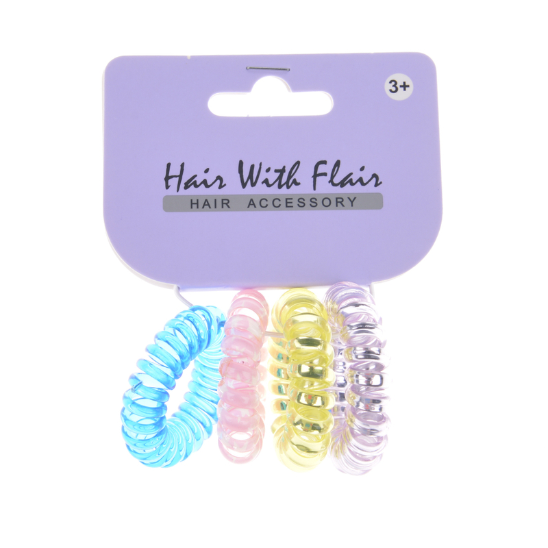 4 Pcs Spiral Hair Elastic TPU Telephone Line Hair Tie