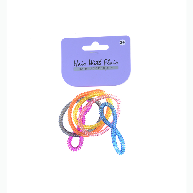 5 Pcs Spiral Hair Elastic TPU Telephone Line Hair Tie