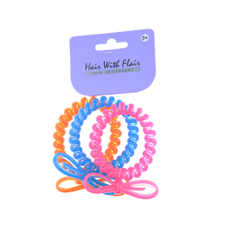 5 Pcs Spiral Hair Elastic TPU Telephone Line Hair Tie