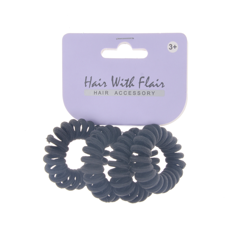 Black Spiral Hair Elastic TPU Telephone Line Hair Tie 