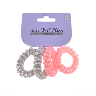 4 Pcs Spiral Hair Elastic TPU Telephone Line Hair Tie