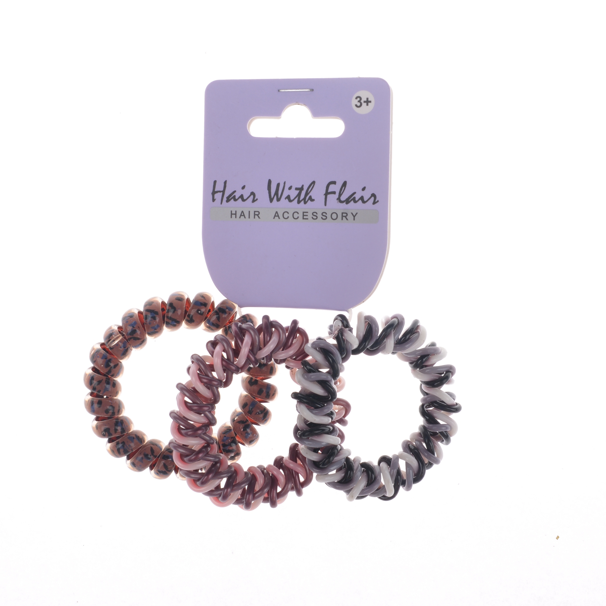 3pcs 2 color Spiral Hair Elastic TPU Telephone Line Hair Tie