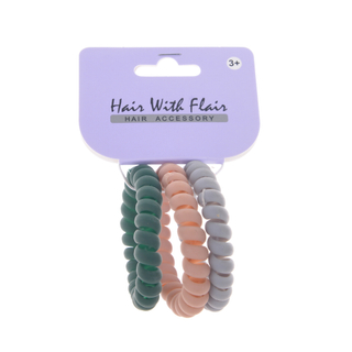 4 Pcs Bright Color Spiral Hair Elastic TPU Telephone Line Hair Tie with Pearl