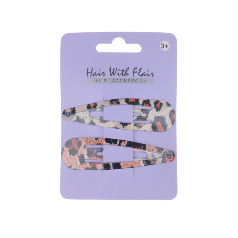 2 Pcs Printed Big Hair Clips Metal Clips for Girl